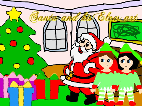 Santa and his Elves art