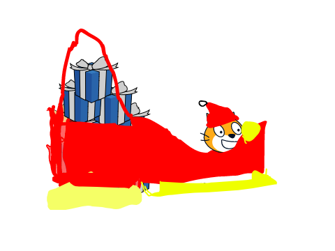 Christmas cat on a slay