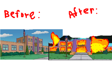 The school on fire
