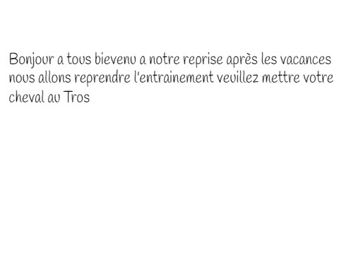 Cours le haras de canterwood la reprise