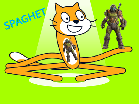 Spaghetti Cat dances to E1M1