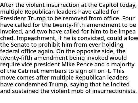 Republican leaders call for removal of President Trump from office