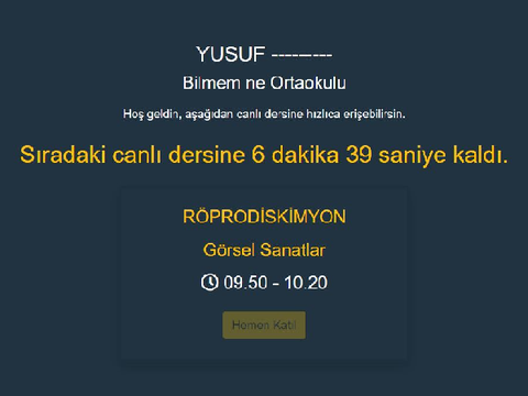 Ders ekranımı nasıl okuyorum?
