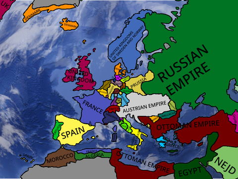 1836 Victorian Era Europe Map