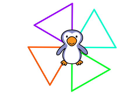 Penguin drawing a triangle