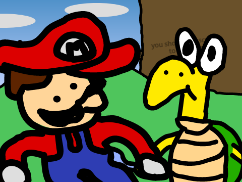 Mario dies in a black hole.