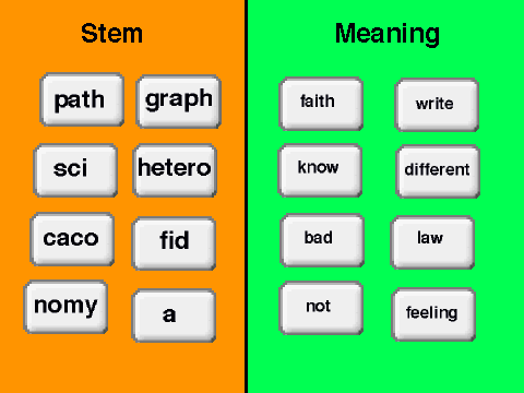 Stem List #9 Words 1-8