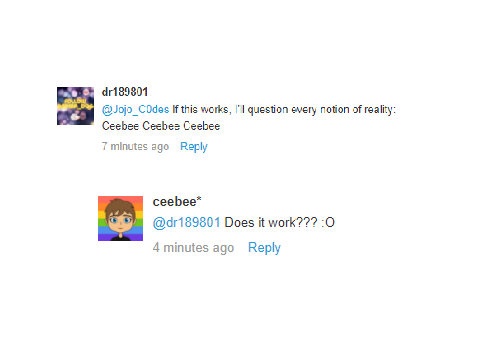 OMG ceebee REPLIED TO ME OMG :O (100% REAL)