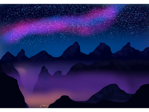 Galaxy over Mountains