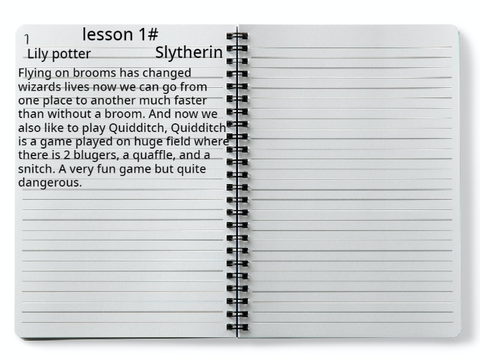 Flying Homework Notebook for Lily Potter