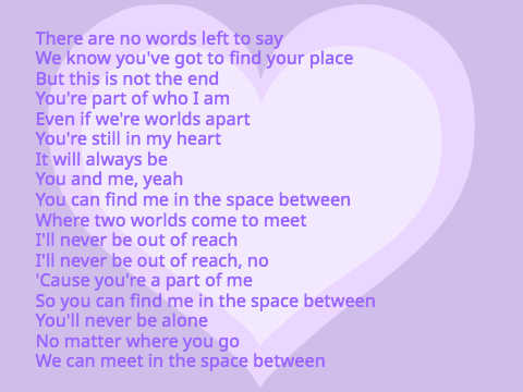 Space Between Lyrics (Descendants 2)