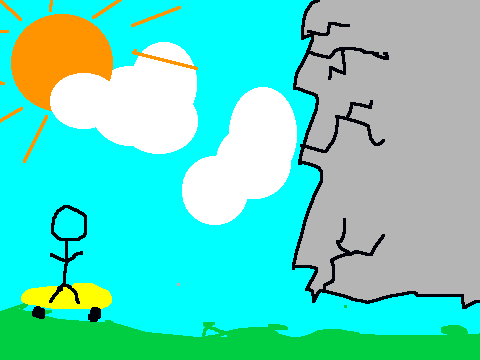 Stickman on Skate Board
