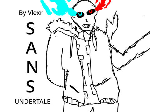 my drawing of sans on computer and on paper