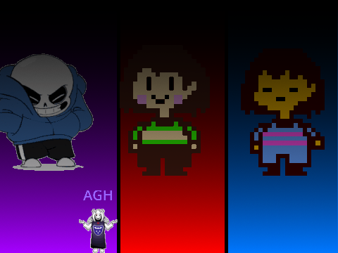 Stronger than you co-op (Frisk, Chara, and Sans)