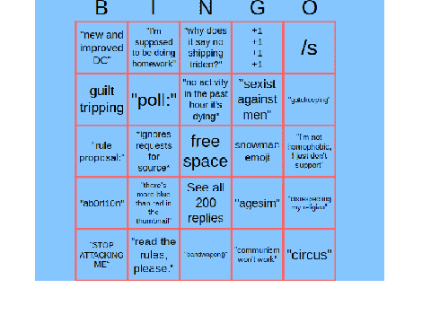 Political Debate Studio Bingo