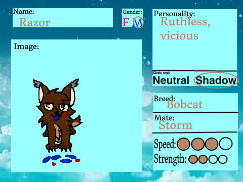 Rio RPG: Bio Sheet (Shadow) Razor