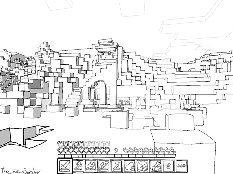 Minecraft Mountain Base Sketch