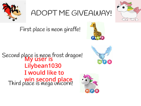 ADOPT ME GIVEAWAY Entry