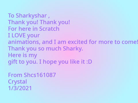  Thank you -- @sharkyshar 