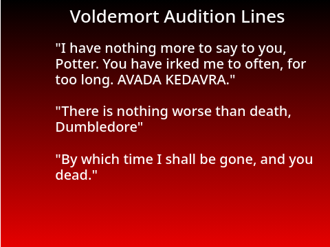 OPEN HARRY POTTER BOOK 5 AUDITION!!!! 