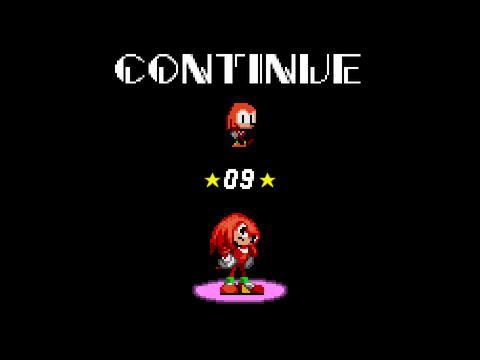  Knuckles in S2C: Continue Screen