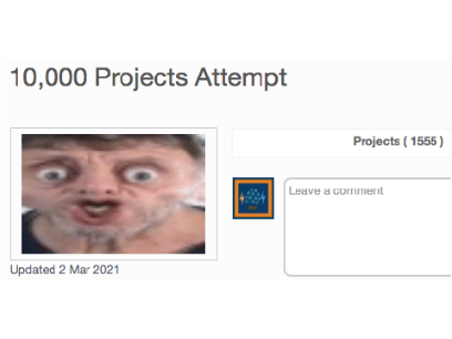 Screen shot of 1555 projects 