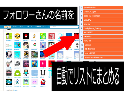 フォロワーの名前を自動でリスト化する【素材】