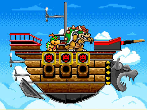 bowser and bowser jr. in his airship