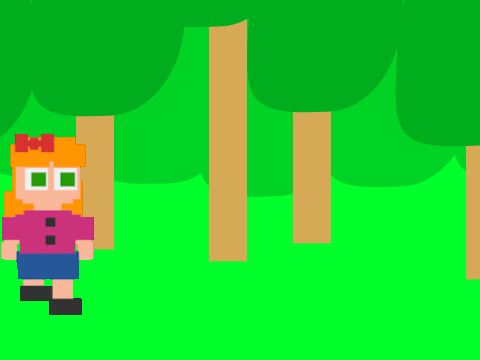 Elizabeth walking in the woods 
