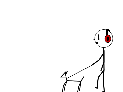 Stickman walking stickdog