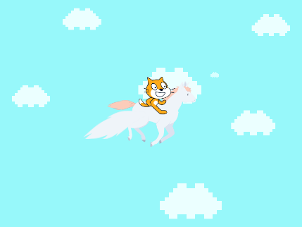 Cat on flying horse