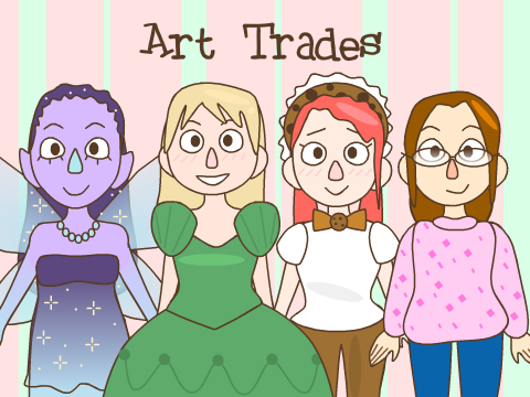 Art Trades w/ Celestialstar, olivegranger, xBreezeclawx, and GeekyKat