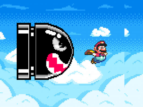 Mario bring chased by banzai bill