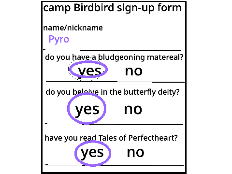 Camp Birdbird sign-up form remix
