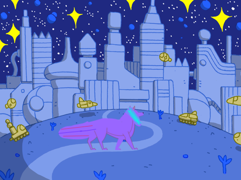 Wolf In The Night Sky