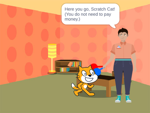 Scratch cat buys lollipops