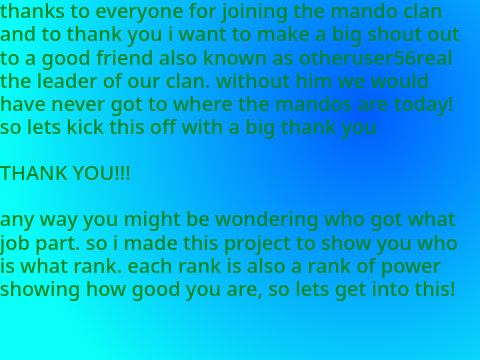 mando clan available and taken