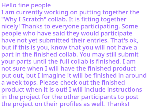 Collab Update (Why I Scratch)