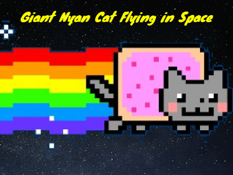 Giant Nyan Cat Flying in Space