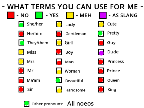 What terms can you use for me?
