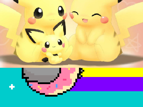 Pikachu is flying with somthing 2