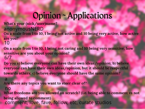 Opinion - Open Applications - anonymousNERD application