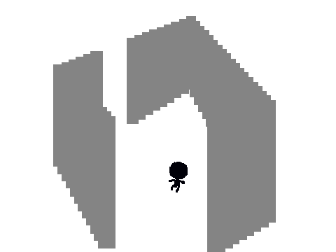 2D man in 3D house