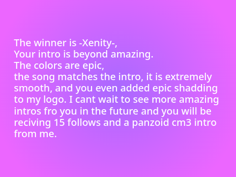 100 Follower Intro contest Results!!!!