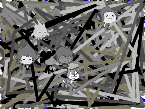 Colorless cat and friends