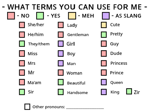 terms you can use for me