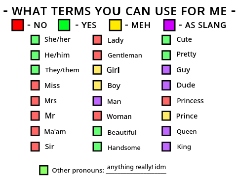terms u can use for me! 