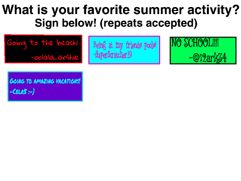 Summer Activity Questions! remix remix remix