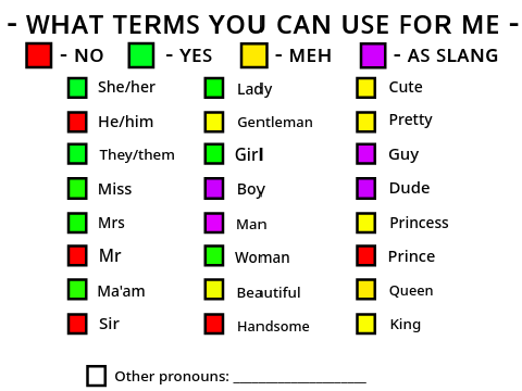 Terms you may use for me! :)