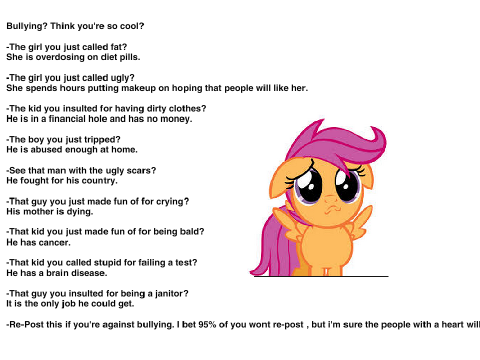 I am against bullying. Please re-post if you are too